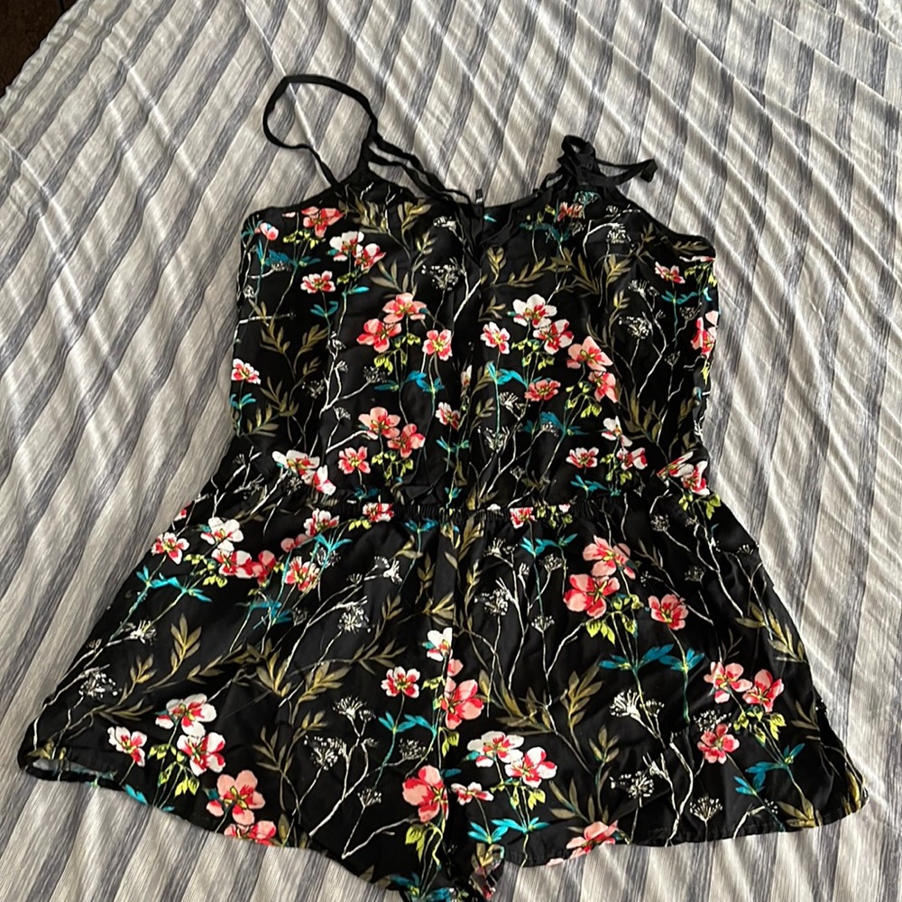 Black floral romper